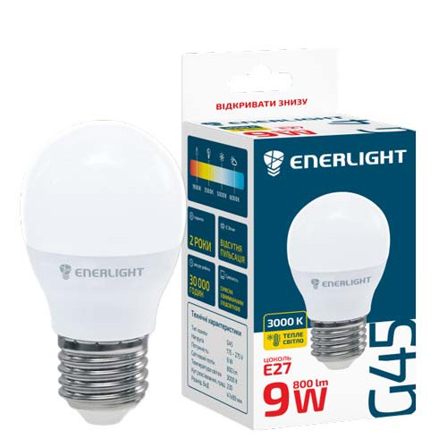 Лампа светодиодная ENERLIGHT G45 9Вт 3000K E27